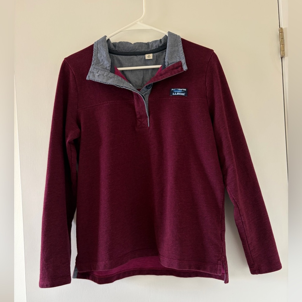 L.L. Bean Maroon Rugby Pullover Cotton Long Sleeve